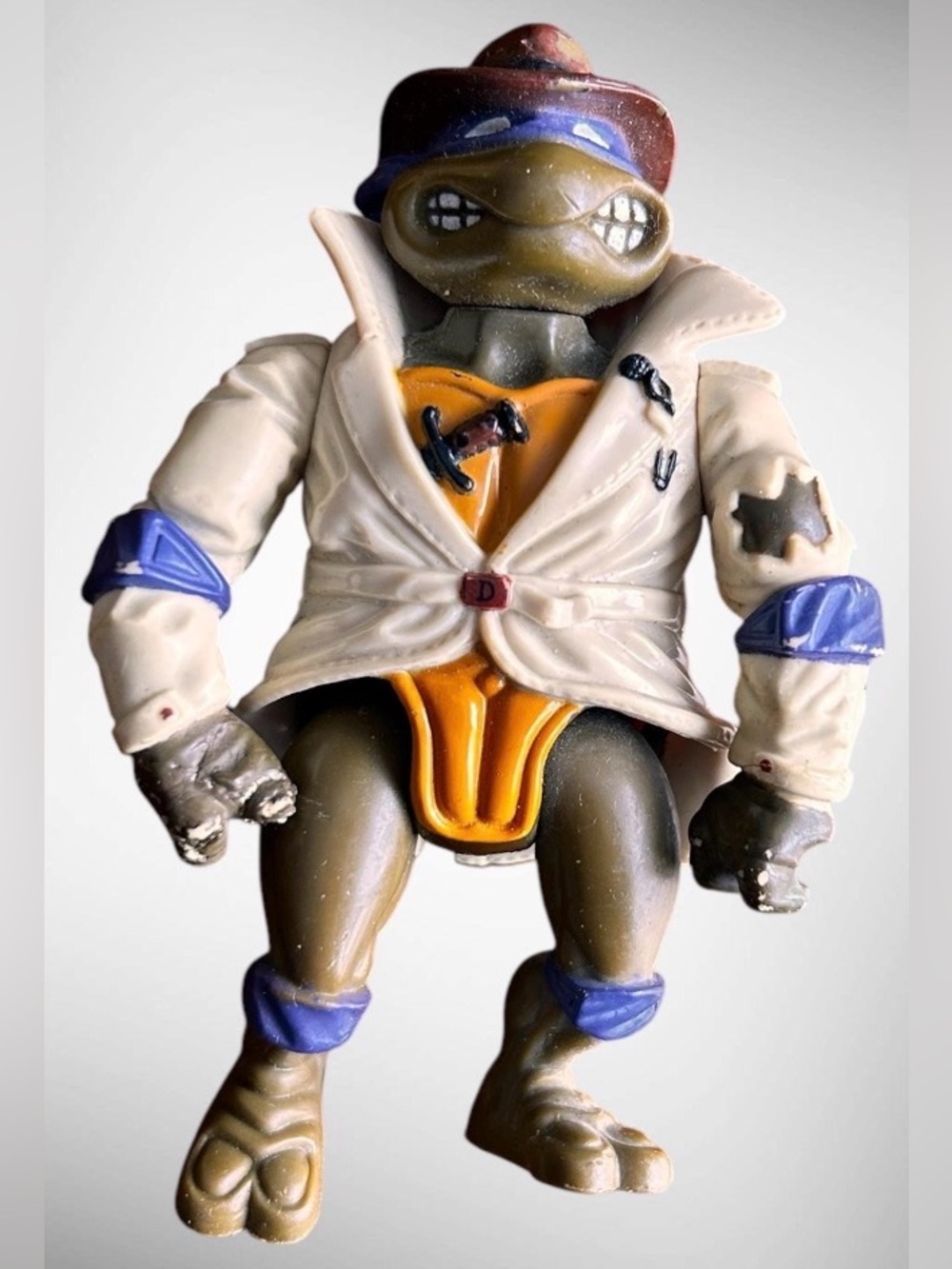 Vintage 1990 TMNT Donatello In Disguise Action Figure Trench Coat Playmates